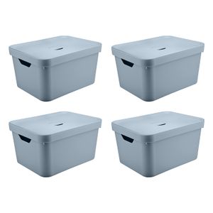 Conjunto Caixa Organizadora Cube 32 Litros Com Tampa 4 Peças