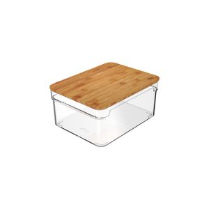 Organizador Clear 3L Com Tampa de Bambu 20,5 x 15,5 x 9cm